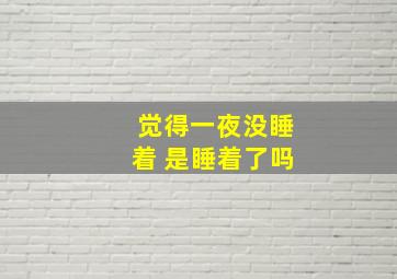 觉得一夜没睡着 是睡着了吗